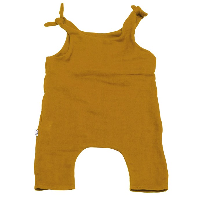 Baby romper from organic muslin saffron (yellow) from Frija Omina