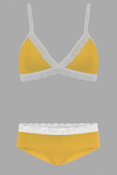 Set: Bio bra + hipster panties Spitze, saffron from Frija Omina