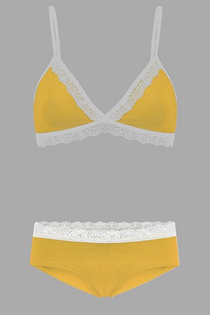 Set: Bio bra + hipster panties Spitze, saffron from Frija Omina