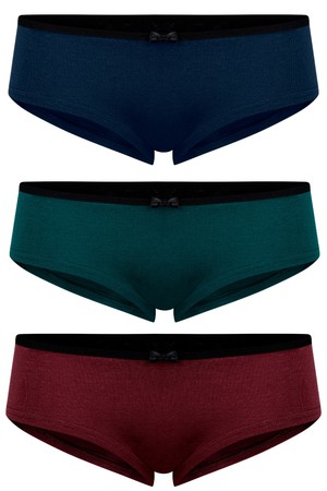 SET: Bio hipster panties "Jondel" with lace: Indico, smaragd, aubergine from Frija Omina