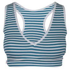 Organic sports top Athla teal-white stripes (blue) via Frija Omina