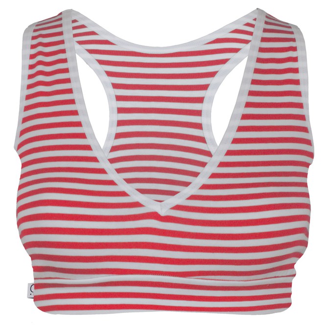 Organic sports top Athla red-white stripes from Frija Omina