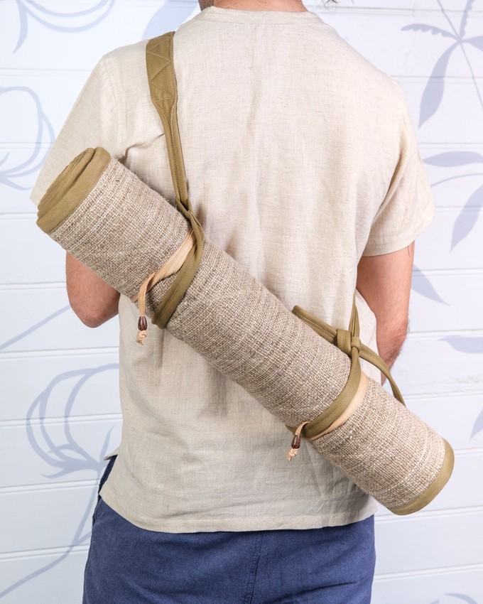 100% Natural Hemp Yoga MAT & BAG SET, Handmade by Local Women in Fairtrade  in Nepal, Ecological and Sustainable, 2 Pieces Set. 