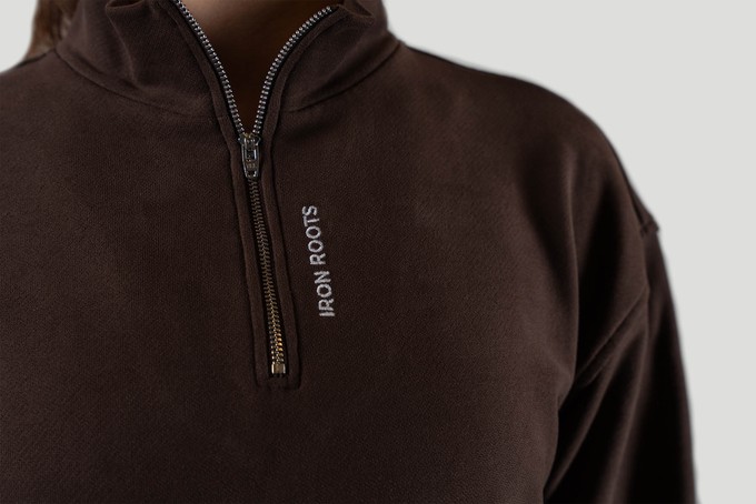 [PF65.Wood] Quarter Zip Sweater - Walnut Brown from Iron Roots