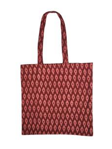 Organic Cotton Red Ikat Printed Tote Bag via Jenerous