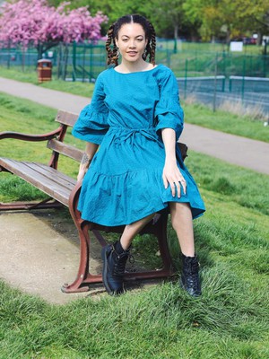 Teal Broderie Anglaise Cotton Dress from Jenerous