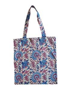 Organic Cotton Blue and Pink Floral Tote Bag via Jenerous