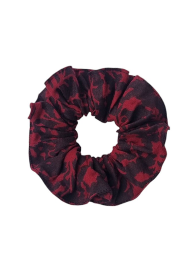 Organic Cotton Red and Black Floral Scrunchie from Jenerous