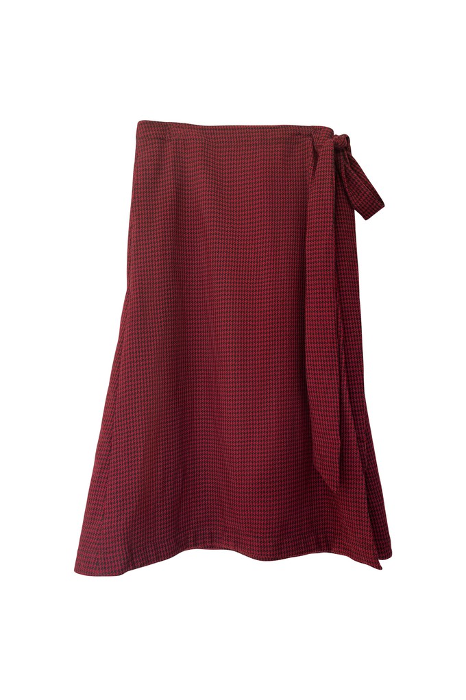 NEW! Wool Wrap Skirt Cocoon Maxi Black Red from JULAHAS