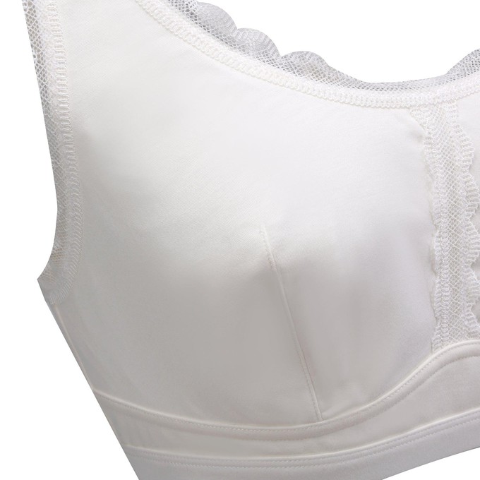 Juliemay Lingerie Claret Silk Back Support Cotton Sports Bra in White
