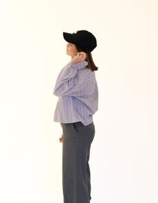 Cropped blouse - striped purple, brown, white via JUNGL