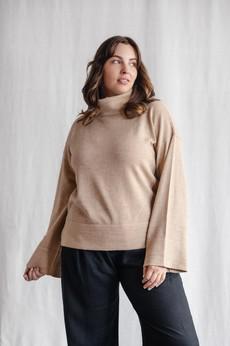 Baby Alpaca Turtleneck Knitted Sweater Atico Beige via Jyoti - Fair Works