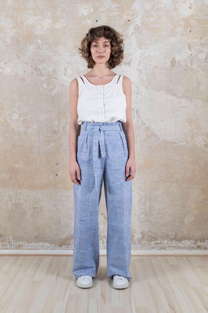 Cotton Highwaist Pants Hamina Light Blue from Jyoti - Fair Works