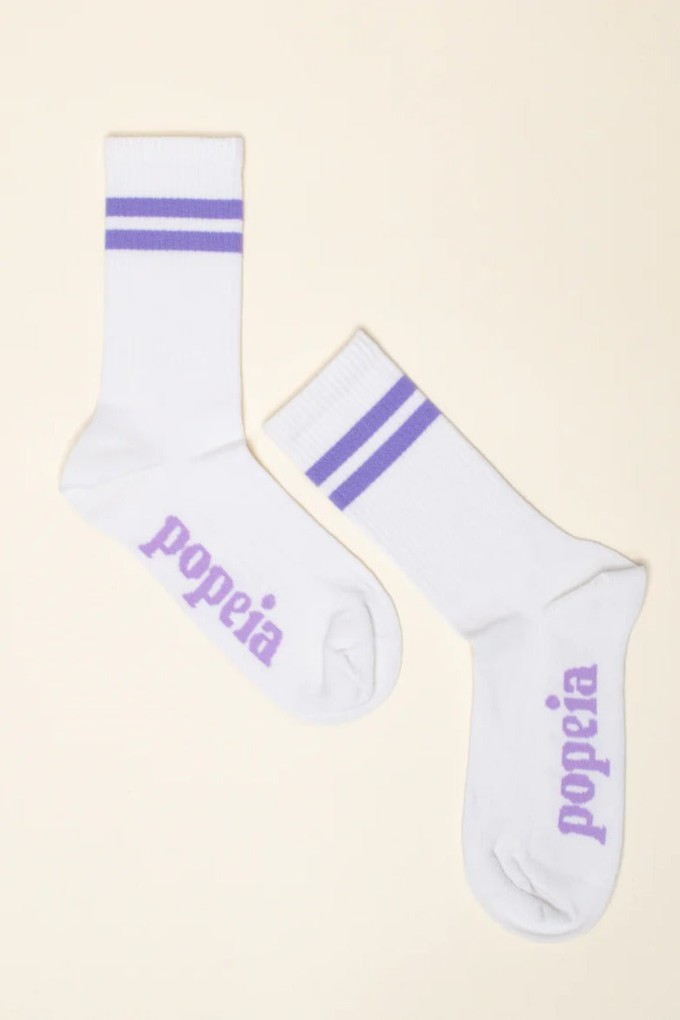 Popeia Organic Cotton Socks The Tennis Purple Stripes from Jyoti - Fair Works