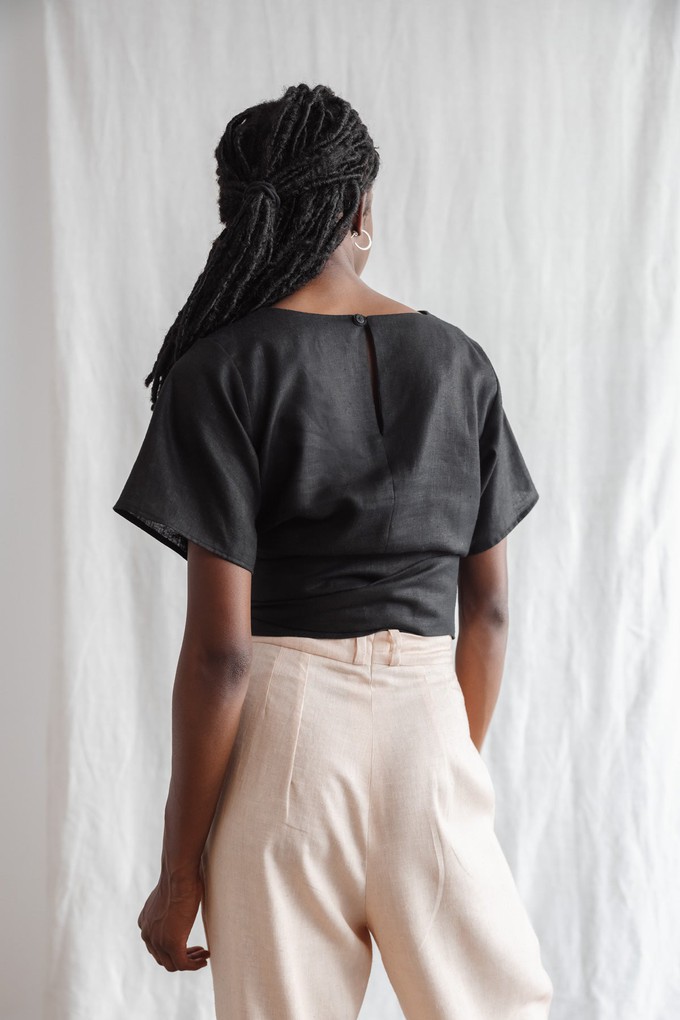 Hemp/Tencel wrap shirt Amaranth Black from Jyoti - Fair Works