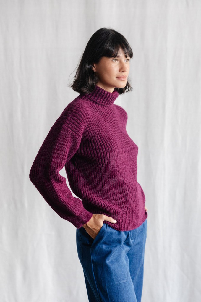 Baby Alpaca Turtleneck Knitted Sweater Suave Berry from Jyoti - Fair Works