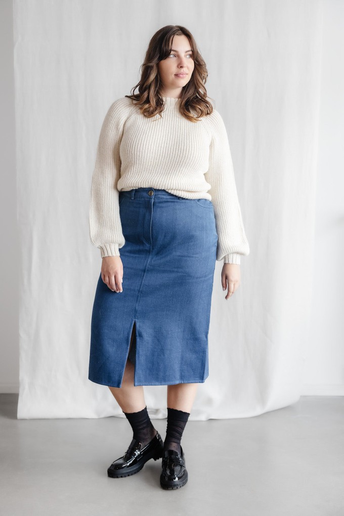 Organic cotton denim skirt Aleena Denim from Jyoti - Fair Works