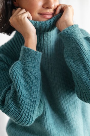 Baby Alpaca Turtleneck Knitted Sweater Suave Ocean from Jyoti - Fair Works