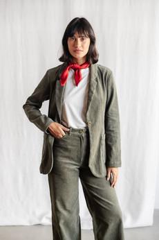 Organic Cotton Corduroy Blazer Sharad Pistachio via Jyoti - Fair Works