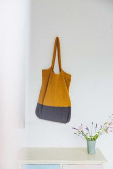 Organic cotton shopper Meesu curry/grey via Jyoti - Fair Works