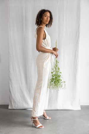 Peace-Silk Jumpsuit Parvani cream white from Jyoti - Fair Works