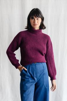 Baby Alpaca Turtleneck Knitted Sweater Suave Berry via Jyoti - Fair Works