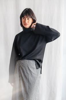 Baby Alpaca Turtleneck Knitted Sweater Atico Black via Jyoti - Fair Works