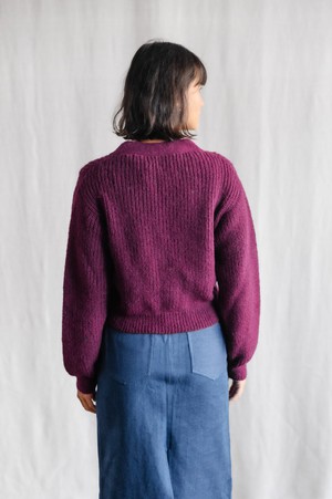 Baby alpaca knit cardigan Arequipa Berry from Jyoti - Fair Works