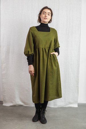 Cotton Dress Rachana Moss Green from Jyoti - Fair Works