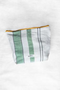 Cotton Toiletry Bag Nahaana Weave Pattern Green via Jyoti - Fair Works