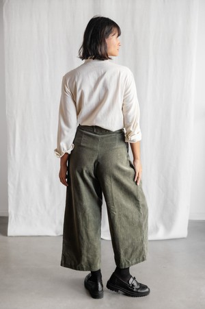 Organic Cotton Corduroy Culotte Awa Pistachio from Jyoti - Fair Works