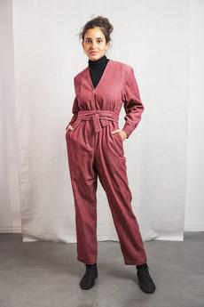 Organic cotton corduroy jumpsuit Keerthi old pink via Jyoti - Fair Works