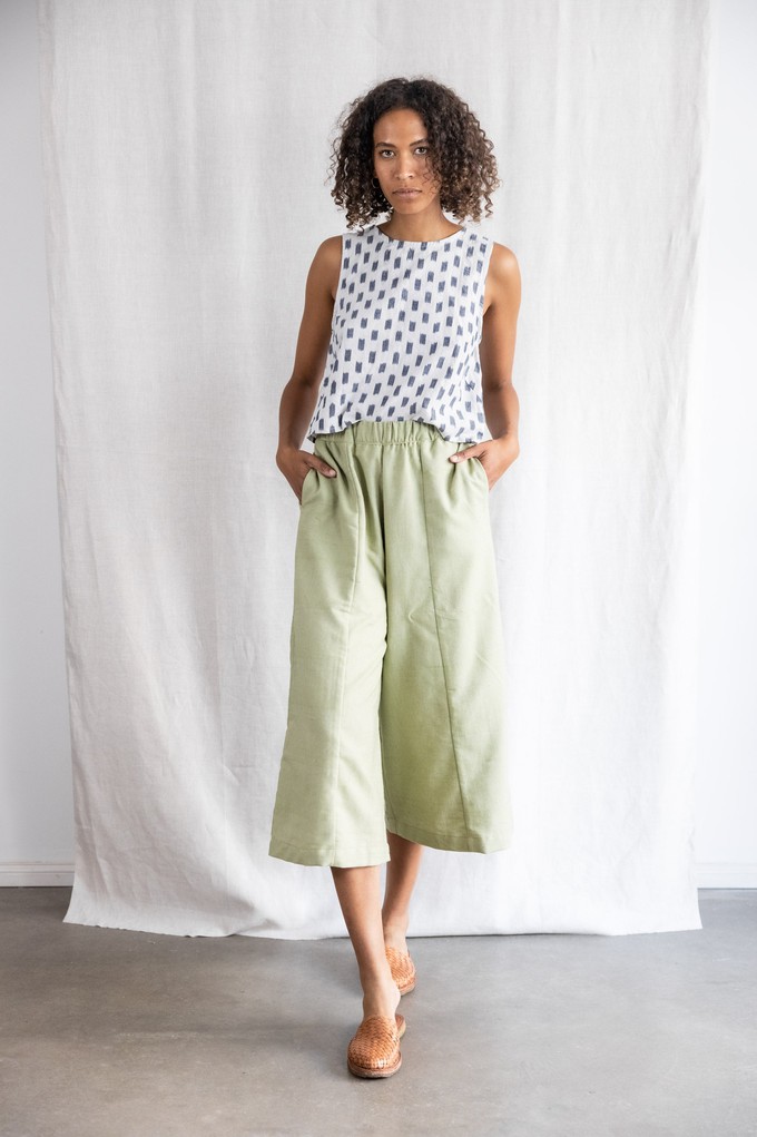 Organic Cotton Culotte Padma Lime Green from Jyoti - Fair Works