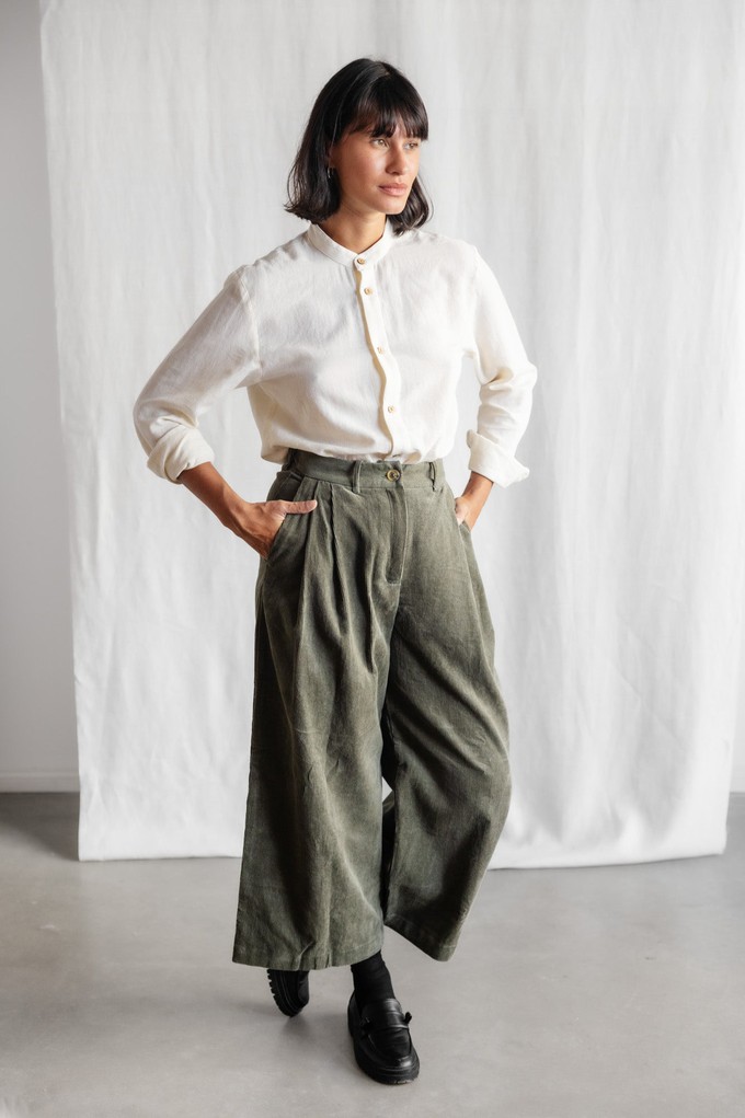 Organic Cotton Corduroy Culotte Awa Pistachio from Jyoti - Fair Works