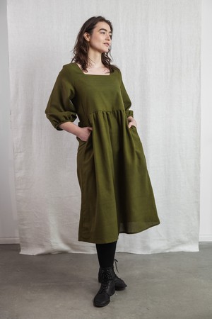 Cotton Dress Rachana Moss Green from Jyoti - Fair Works