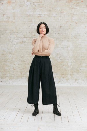 Hemp/Tencel Culotte Awa Black from Jyoti - Fair Works