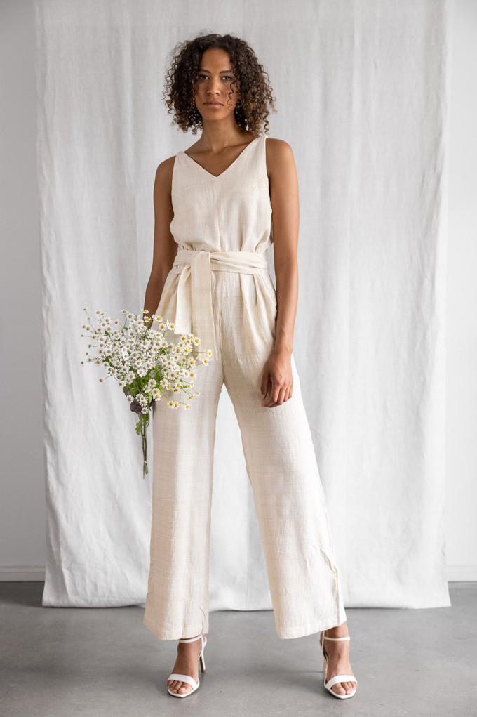 Peace-Silk Jumpsuit Parvani cream white from Jyoti - Fair Works