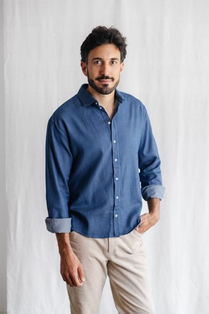 Organic cotton denim shirt Nakshita Denim from Jyoti - Fair Works