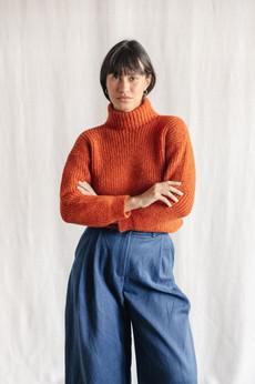 Baby Alpaca Turtleneck Knitted Sweater Suave Rust via Jyoti - Fair Works