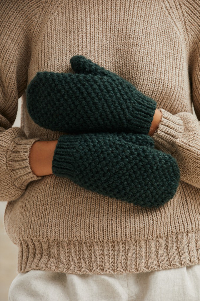 Baby Alpaca Mitten Gloves Cusco Forest Green from Jyoti - Fair Works