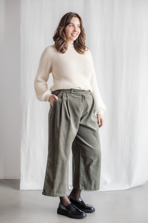 Organic Cotton Corduroy Culotte Awa Pistachio from Jyoti - Fair Works