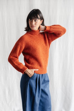 Baby Alpaca Turtleneck Knitted Sweater Suave Rust from Jyoti - Fair Works