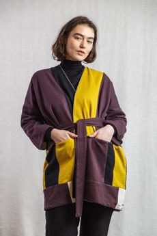 Cotton summer jacket Vasavi Patchwork Aubergine via Jyoti - Fair Works