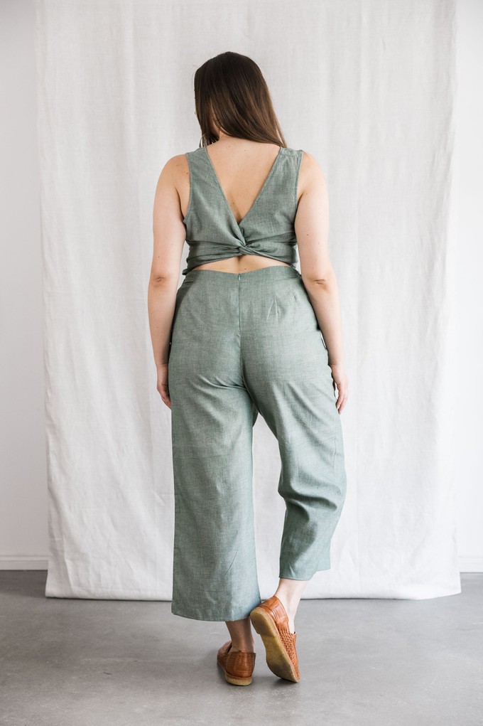 Organic cotton jumpsuit Anusha Eucalyptus from Jyoti - Fair Works