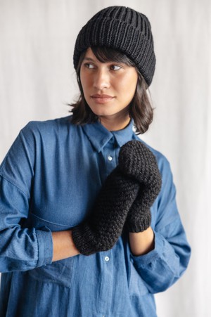 Baby Alpaca Mitten Gloves Cusco Black from Jyoti - Fair Works