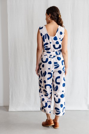 Organic cotton jumpsuit Daksha print Atlantic from Jyoti - Fair Works