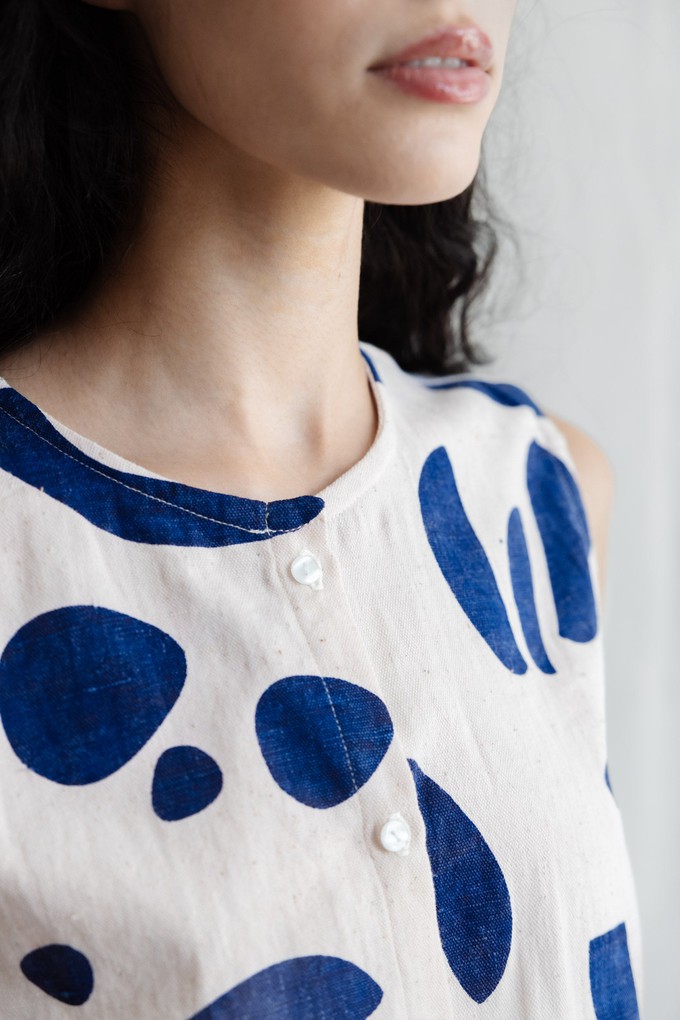 Organic cotton top Diyan print Atlantic from Jyoti - Fair Works