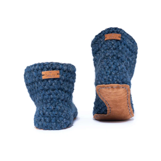 Midnight Blue Bamboo Wool Bootie Slippers from Kingdom of Wow!