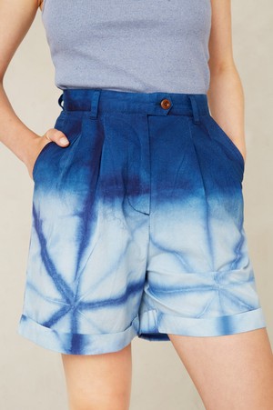 MARISOL SHORT | SHIBORI OMBRE NATURAL INDIGO from Kings of Indigo