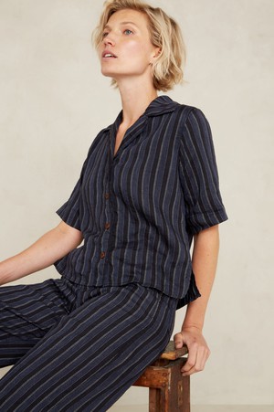 MORRIGAN | BLUE LINEN STRIPE from Kings of Indigo